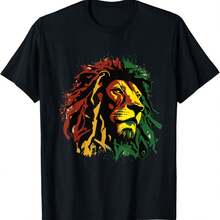 Jamaican Lion Jamaican Flag Lion Of Judah Reggae Music T-Shirt - Black - View 1
