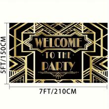 1 件迷人的 20 世纪 20 年代派对背景，充满活力的复古摄影背景，适合婚礼、生日、淋浴、涤纶面料、防褪色、可重复使用 - 1PCS - 查看 3