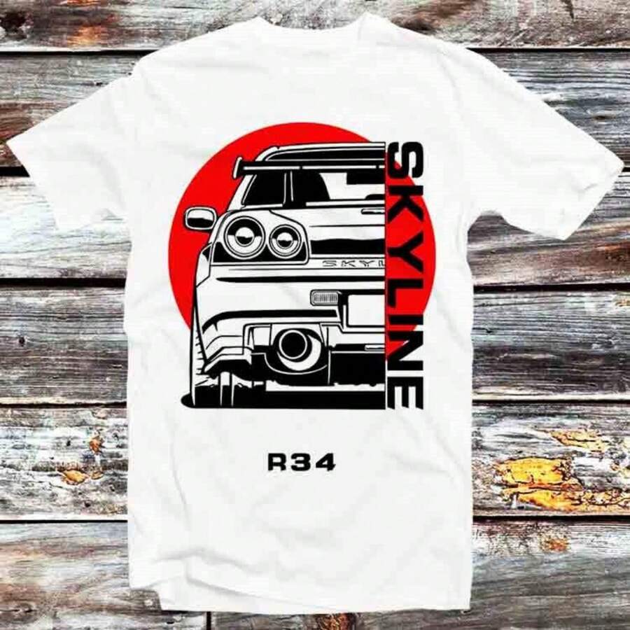 Nissan Skyline GTR R34 JDM Car Limited Edition T Shirt B852 - White - View 1