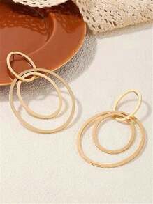 1 Pair Minimalist Metal Hoop Earrings, Suitable For Women For Daily Wear And Vacation Occasions