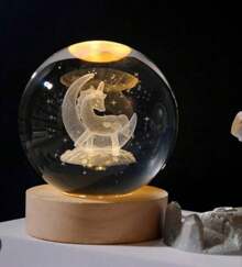 6CM NIGHT LIGHT BALL WITH USB CABLE - Luna With Unicorn - View 2