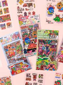 4 paquets, Monde fantaisiste, Autocollants de dessin animé mignons, Autocollants de cahier, Autocollants pour enfants, Autocollants de compte, Autocollants de papier, Autocollants de valise, Autocollants de dessin animé, Autocollants de tasse à eau, Autocollants d'ordinateur, Autocollants de tasse à eau, Autocollants de papeterie, Autocollants de graffitis, Autocollants pour iPad, Autocollants décoratifs, Fournitures scolaires, Rentrée scolaire