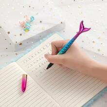 3/5/10pcs Of 0.5mm Black Ink Beautiful Mermaid Series Gel Pens With Full Needle Tube Tips Mermaid Style Signature Brush Writing Water Pen Round Ballpoint Pen Gel Pen Random Color