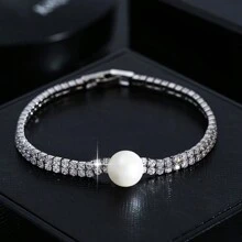 1pc Luxury Sparkling Cubic Zirconia Bracelet, Fashionable Bestselling Gift For Valentine's Day,Mom,Mother,Mother's Day,Gift