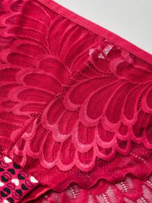 APRSEA 3 peças Calcinhas femininas plus size com emenda de renda elástica alta, estampa aleatória, renda de penas contrastantes, moda elegante, calcinhas femininas, macias, confortáveis, amigáveis à pele, roupa íntima plus size - Multicolorido - Ver 3