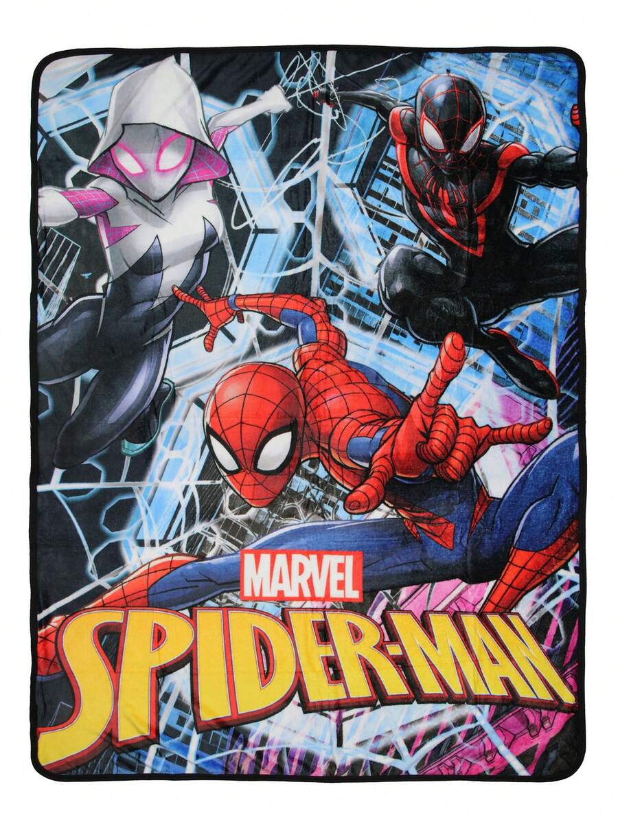 Marvel Comics Spider-Man Peter Gwen Miles Spiderverse Throw Blanket 46" X 60" - 彩色 - 查看 1