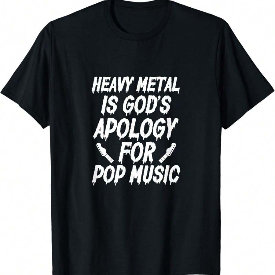 Heavy Metal Is God's Apology For Pop Music Band Rock Concert T-Shirt - màu đen - Xem 1