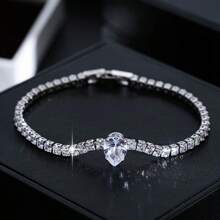 1pc Luxury Sparkling Cubic Zirconia Bracelet, Fashionable Bestselling Gift For Valentine's Day,Mom,Mother,Mother's Day,Gift