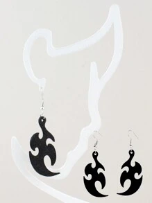 1 Pair Flame Shaped Earrings, Women's Party Accessories Black Fashion Flame Earring Pendants
