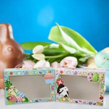 6 件复活节兔子礼品盒 - 彩色纸板篮，带有卡通兔子和鸡蛋图案，非常适合糖果、饼干和派对礼物，是复活节庆祝活动的理想选择，礼品篮 - 彩色 - 查看 5