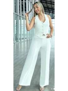 Trousers And Vest - White - View 1