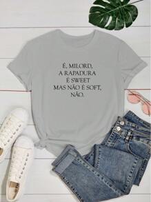 Babylook Women's T-Shirt Funny Phrases Humor It's Milord The Rapadura Is Sweet But It's Not Soft No 100% Cotton Various Colors - 灰色 - 查看 2