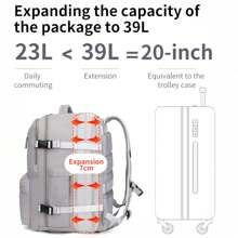 Cabin Travel Backpack Airplane 40x20x25, Cabin Backpack 40x20x25 Cabin Travel Suitcases Backpacks 40x20x25 Cabin Travel Backpack 23L-39L With Charging Hole And Anti-Theft Pocket. Camping Backpack, Travel Suitcases On, Women's Backpack. - 黑色 - 查看 2