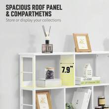 10 Cube Storage Organizer, 55" Wide 3 Tier White Industrial Open Shelf Bookcase, Display Shelf, Horizontal Bookshelf With Metal Frame, Wooden Board, For Living Room, Bedroom, Office