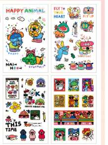 4 paquets, Monde fantaisiste, Autocollants de dessin animé mignons, Autocollants de cahier, Autocollants pour enfants, Autocollants de compte, Autocollants de papier, Autocollants de valise, Autocollants de dessin animé, Autocollants de tasse à eau, Autocollants d'ordinateur, Autocollants de tasse à eau, Autocollants de papeterie, Autocollants de graffitis, Autocollants pour iPad, Autocollants décoratifs, Fournitures scolaires, Rentrée scolaire