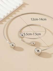 1 套女士球形手镯和球形项链，日常佩戴个性化珠宝套装