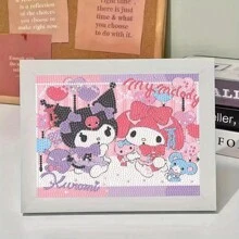Sanrio Diamond Painting Kuromi, Peace And Happiness Cartoon Puzzle, Handmade DIY Gift, Gift Frame
