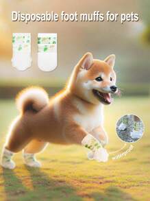 20双/包一次性防水宠物鞋，可调节自粘胶带宠物鞋，适合雨雪天气户外遛猫狗，防尘 - 彩色 - 查看 4