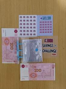 1个小号迷你口袋便携式1000储蓄挑战贴纸，储蓄贴纸，储蓄挑战信和信封，信封储蓄挑战，迷你预算贴纸和现金信封，返校季