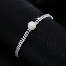 1pc Luxury Sparkling Cubic Zirconia Bracelet, Fashionable Bestselling Gift For Valentine's Day,Mom,Mother,Mother's Day,Gift