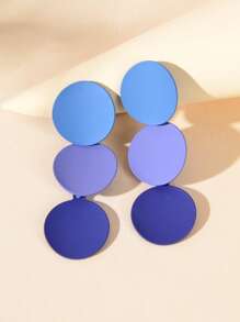 1 Pair Retro Blue Purple Round Geometric Dangle Earrings For Women Party Social Gatherings Jewelry - Blue - View 1