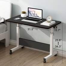 Rolling Desk Adjustable Height,Rolling Computer Cart,Portable Laptop Desk,Small Adjustable Home Office Desk,Rolling Laptop Desk,Small Portable Desk - 黑色 - 查看 6