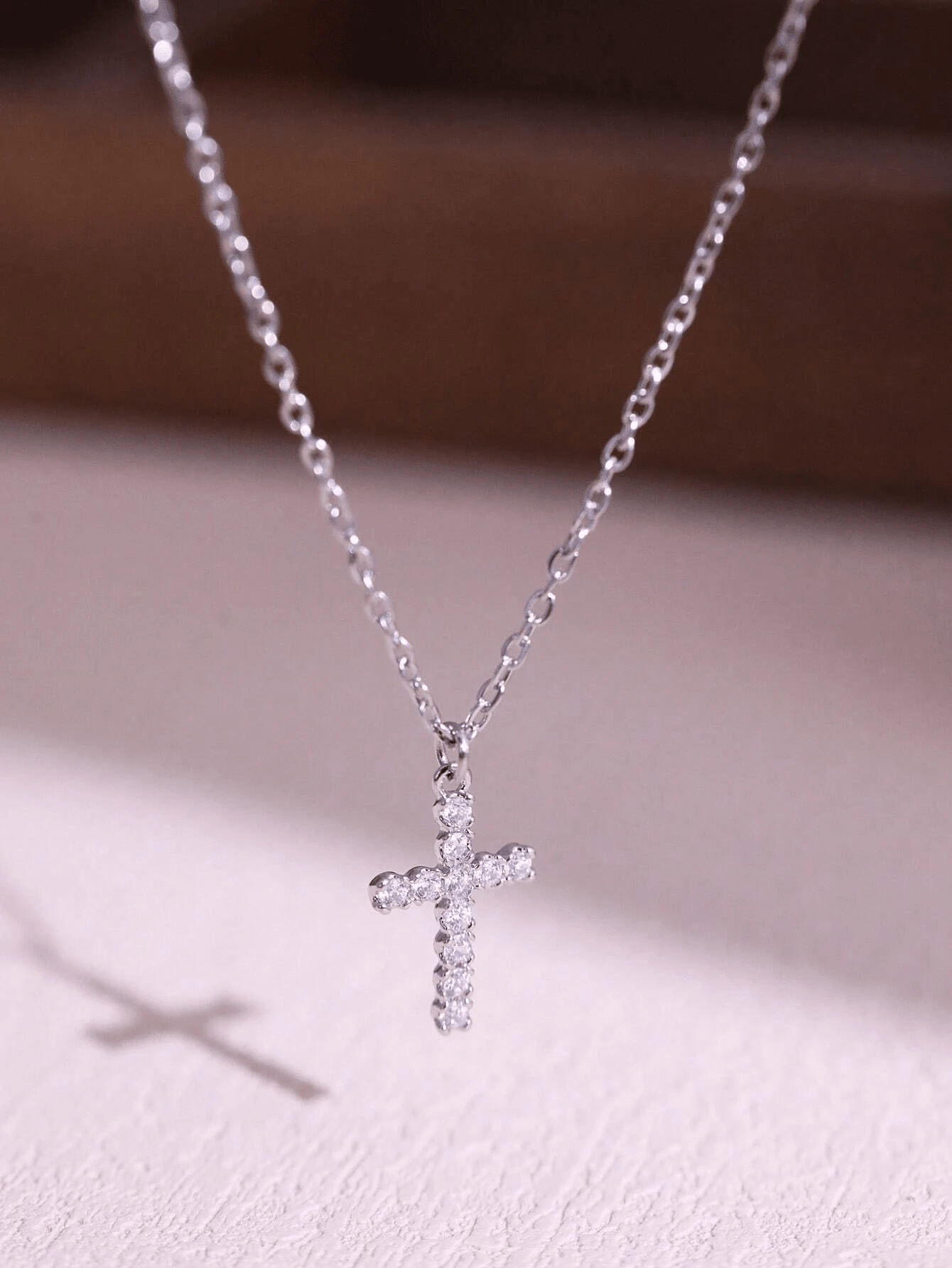 不锈钢锆石吊坠项链，适合情侣日常佩戴 - 彩色 - 查看 1