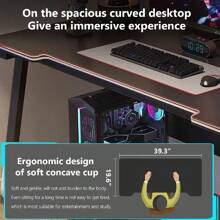 Gaming Desk Computer Writing Table Student Art Modren Simple Style PC Wood Suitable For Home, Office - 黑色 - 查看 2