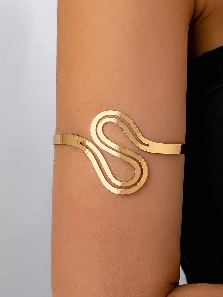 1 件时尚空心“S”形金属金吊坠手链，优雅女性度假风格 - 金黃色 - 查看 1