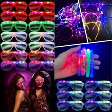 Party Glowing Fluorescent Glasses Party Glowing 57-/24Piece Set Of Round Butterfly Eyes Bright Cool Glowing Eyes Shining Eyes Toys 57-Piece Bar Party Cheering Concert Props - 七彩色 - 查看 10