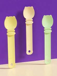 1 件软挤压宠物食品分配器 - 长柄湿食喂食器，塑料宠物零食勺，猫粮喂食工具（不含猫粮）