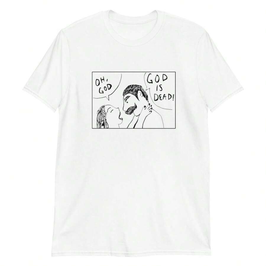 Funny Nietzsche T-Shirt, Nietzsche T-Shirt, God Is Dead Tee, Philosophy Gift, Funny Gift For Philosophy Teacher - White - View 1