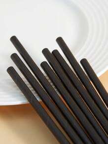 10/25/50/100pcs Black Paper Straws, Disposable Paper Straws, Candy Lollipop Sticks, Suitable For Cocktails, Birthday, BBQ, Events And Celebrations - Black - View 5