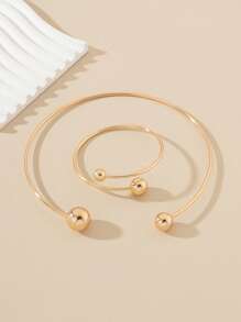 1 套女士球形手镯和球形项链，日常佩戴个性化珠宝套装