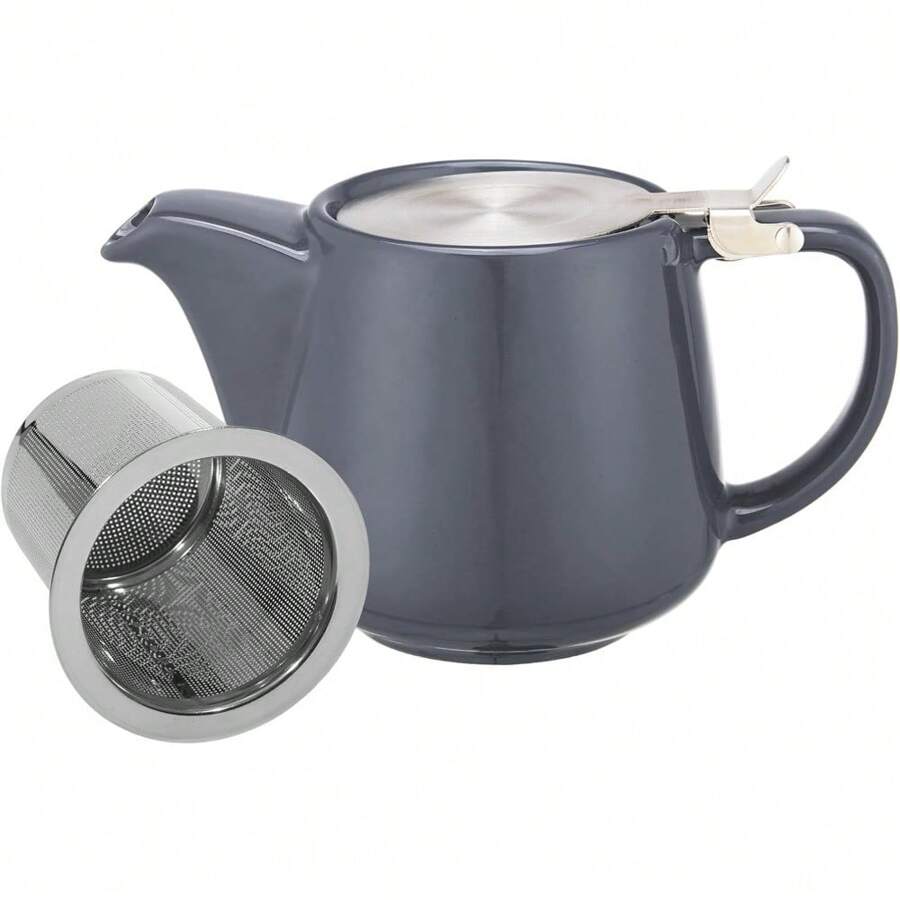 Teapot Ceramic Tea Infuser With Infuser And Lid Large Capacity Ceramic Tea Pot Suitable For Brewing Herbal And Loose Leaf Teas (Gray) - 1 - View 1