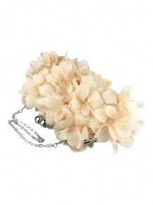 优雅花卉装饰缎面晚宴手拿包，适合正式礼服