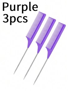 鼠尾，梳子钢针鼠尾碳纤维耐热梳理梳配不锈钢针尾，鼠尾提拉梳，适用于美发沙龙或家庭用品的造型梳 - 彩色 - 查看 19