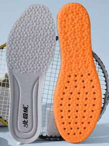 1 Pair Cushioned Soft Insoles For Sports Running Shoes, Breathable Shock-Absorbing Elastic Unisex Massage Insoles