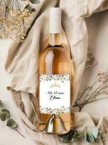 12/24/36 Pcs Custom Bottle Stickers With Elegant Floral And Crown Design, 10.2x8.4cm/4x3.3" Various Color Options, Supporting Text/Font/Color Customization, Which Shows Your Personalized, Creativity And Meticulous Attention To Detail, Suitable For Wedding, Bachelorette Night, Cocktail Party, BBQ, Wine Tasting Event, Banquet, Valentine's Day, Wedding Anniversary, National Day, Celebrating, Also Available As Product Label For Your Chateau