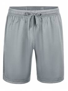 5 Pcs Men's Athletic Performance Shorts - Quick Dry Polyester Micro Mesh With Elastic Waist & 2 Side Pockets (8 Inch Inseam) - Đen + Xanh nước biển + Xanh sapphire + Xám đậm + Xám nhạt - Xem 3