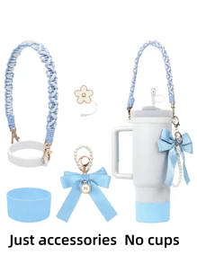 Conjunto de Acessórios da Cup (Sem Copo) Compatível com a Cup 30 Oz 40 Oz, Incluindo 1 Conjunto de Alça de Garrafa de Água, 1 Peça de Tampa de Palha de Silicone, 1 Peça de Bota de Copo de Silicone, 1 Conjunto de Acessórios de Encantos