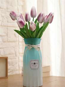 Ensemble principal de 6 tulipes artificielles, convient pour la décoration de la maison, décoration florale de table d'anniversaire, forçage de vraies et de fausses fleurs de tulipe (vase non inclus) pour symboliser la venue, la richesse et la prospérité - Multicolore - Voir 8