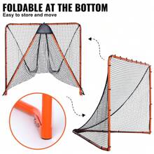 Lacrosse Goal, Hockey And Lacrosse Goal Backstop With Extended Coverage, Lacrosse Net, Steel Frame Or  Fiberglass Backyard Lacrosse Training Equipment, Portable Lacrosse Goal With Carry Bag, Quick & Easy Setup Collegiate Goal, Perfect For Youth Adult Training, Orange - Steel, 6*6 Feet, Folding - View 2