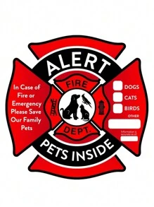 1/4 件紧急宠物警报贴纸，防紫外线防水，用于火灾和紧急情况的狗救援标志，高可见度，易于粘贴礼物生日毕业房间装饰家居装饰墙壁装饰浴室装饰卧室装饰房间装饰物品客厅装饰房屋装饰家居装饰客厅墙纸个性化贴纸