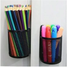 1pc Semi-Circle Magnetic Pen Holder Metal Mesh Pen Holder