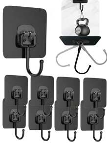 10pcs/Set 5pcs Sticky Wall Damage-Free Hooks, Key Damage-Free Hooks, Clothes Hangers, Bathroom Damage-Free Hooks, Waterproof Adhesive Damage-Free Hooks, Suitable For Bathroom, Bedroom, Entryway
