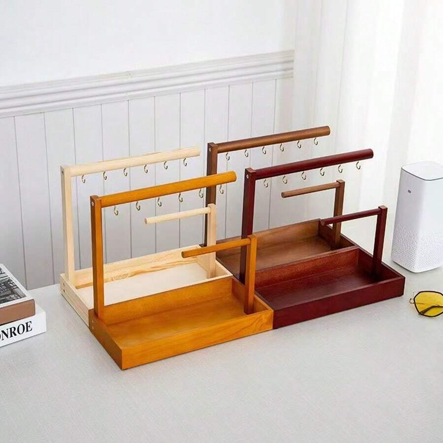 1 套入口储物盒、桌面展示架、鞋架装饰、木质材料收纳架，用于存放钥匙、手表、手镯、眼镜、小物品，保持家居整洁