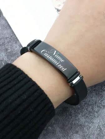 1 Stainless Steel Custom Engraved Name And Identity Bracelet For Men, A Custom Engraved Name Bracelet For Father, Son, Husband, Classmate Gift, A Variety Of Memorial Gifts, Personalized Holiday Custom Gifts, Customizable Gifts, Unique Gifts, Ideal Christmas Gifts, Thanksgiving Gifts, New Year Gifts