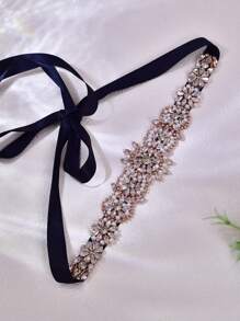 1pc Fashionable & Elegant Rhinestone & Faux Pearl Decor Waist Belt, Suitable For Bridesmaids, Brides, Stage Performance, Halloween, Wedding