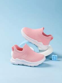 1 双透气防滑婴儿运动鞋，鞋面柔软网眼，适合日常穿着，春秋季节，宽脚适合宝宝脚，百搭休闲鞋 - 粉色 - 查看 4
